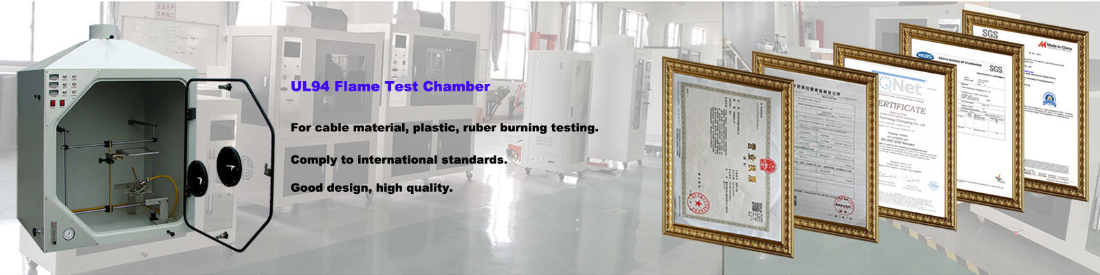 Matériel d'essai au feu